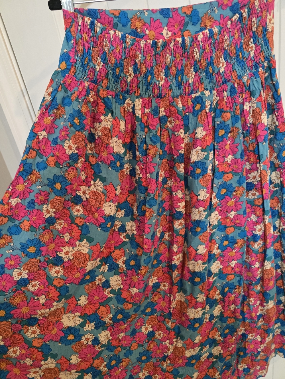 NWOT Natural Life Medium Bohemian Floral Maxi Skirt Teal Multi Pink Orange M - Picture 6 of 7